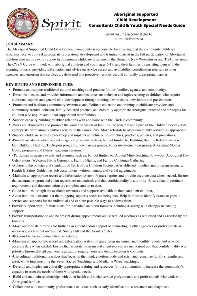 ASCD Consultant / Child & Youth with Special Geeds guide